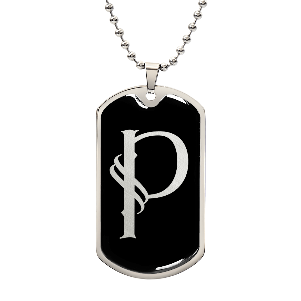 Initial P v001-22 - Luxury Dog Tag Necklace