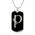 Initial P v001-22 - Luxury Dog Tag Necklace