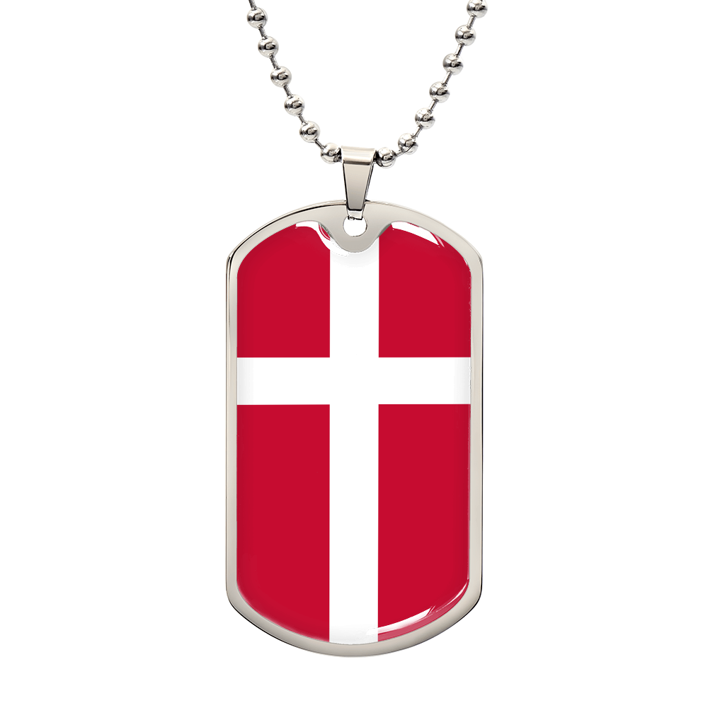 Danish Flag - Luxury Dog Tag Necklace