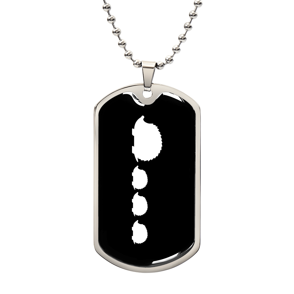 Mama Hedgehog With 3 Hoglets v3 - Luxury Dog Tag Necklace