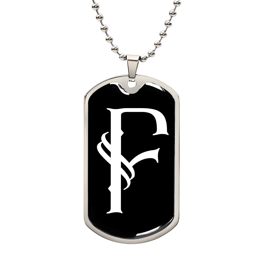 Initial F v001-23 - Luxury Dog Tag Necklace