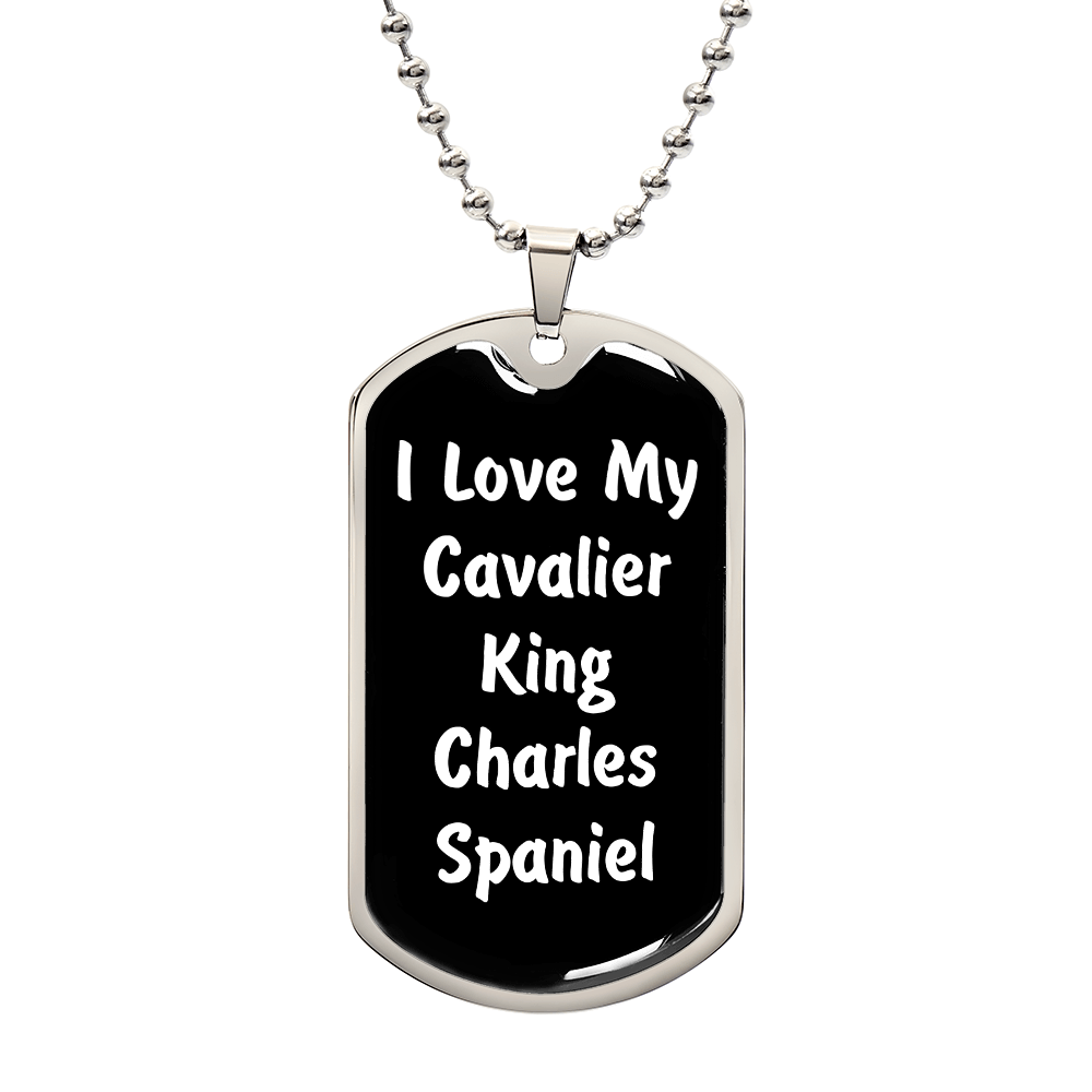 Love My Cavalier King Charles Spaniel v6 - Luxury Dog Tag Necklace