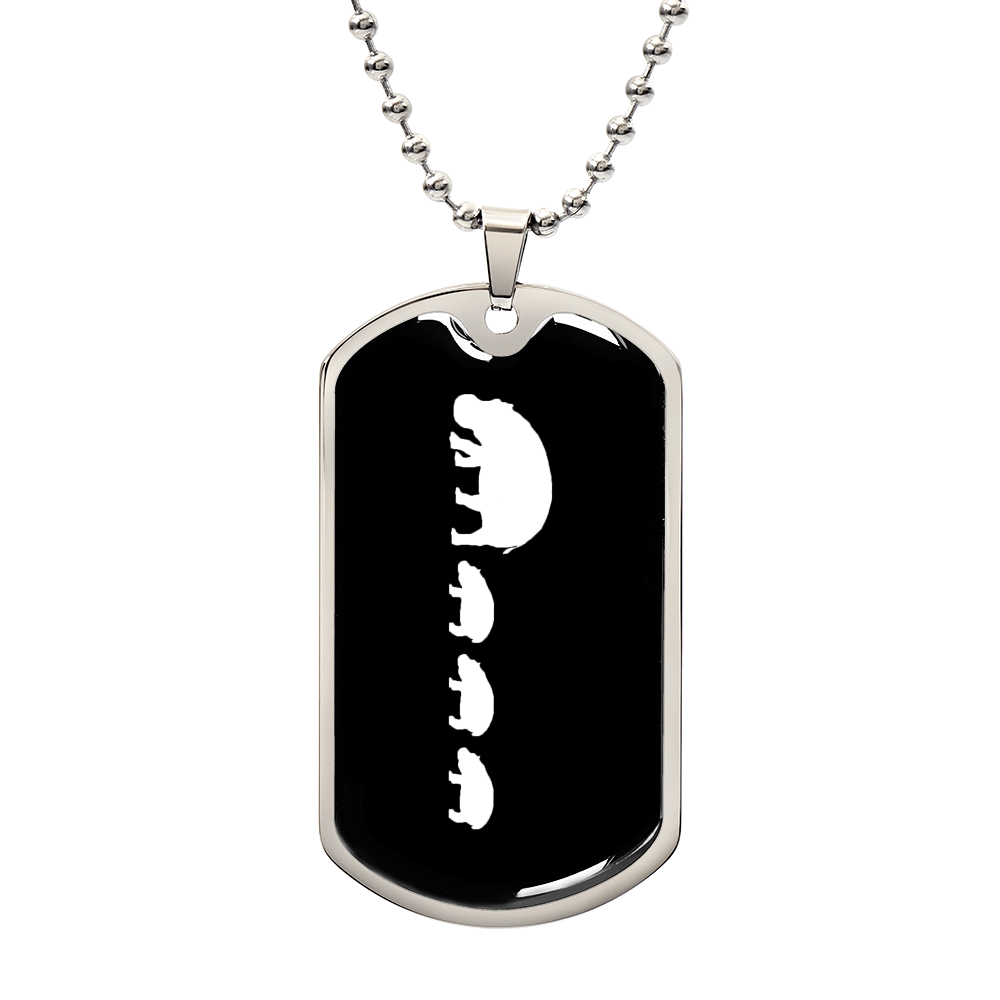 Mama Hippo With 3 Calves v3 - Luxury Dog Tag Necklace