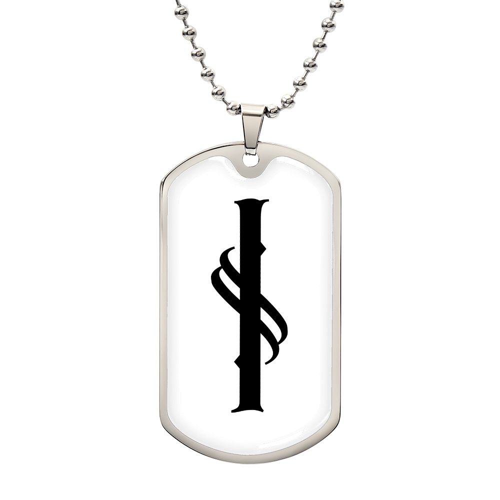 Initial I v001-24 - Luxury Dog Tag Necklace