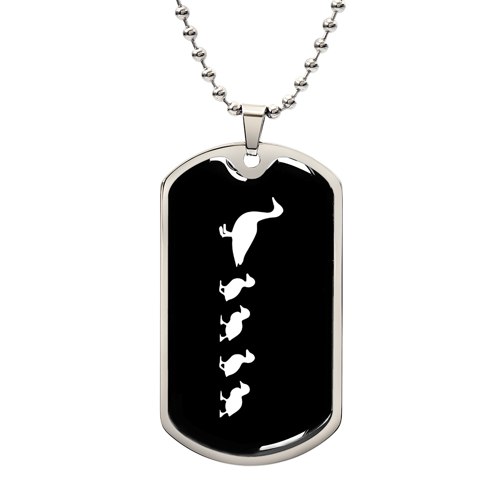 Mama Duck With 4 Ducklings v3 - Luxury Dog Tag Necklace