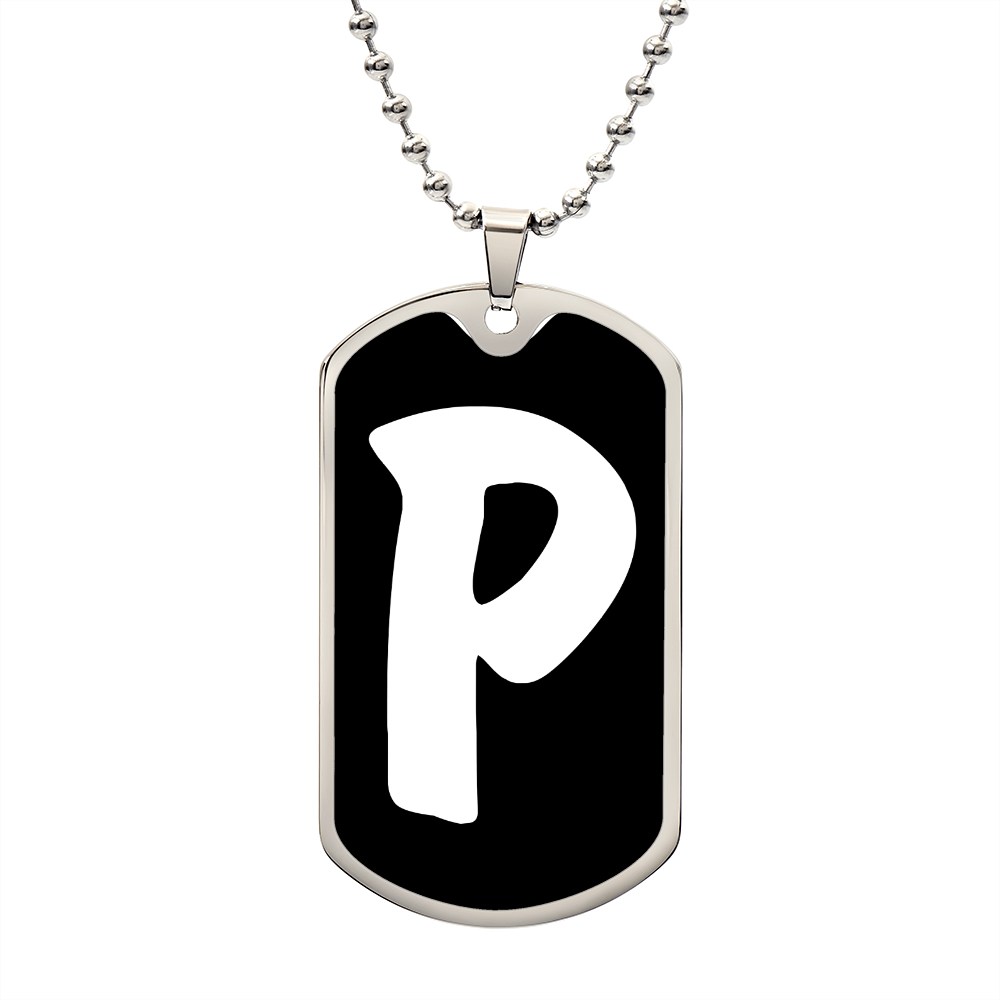 Initial P v3b - Luxury Dog Tag Necklace