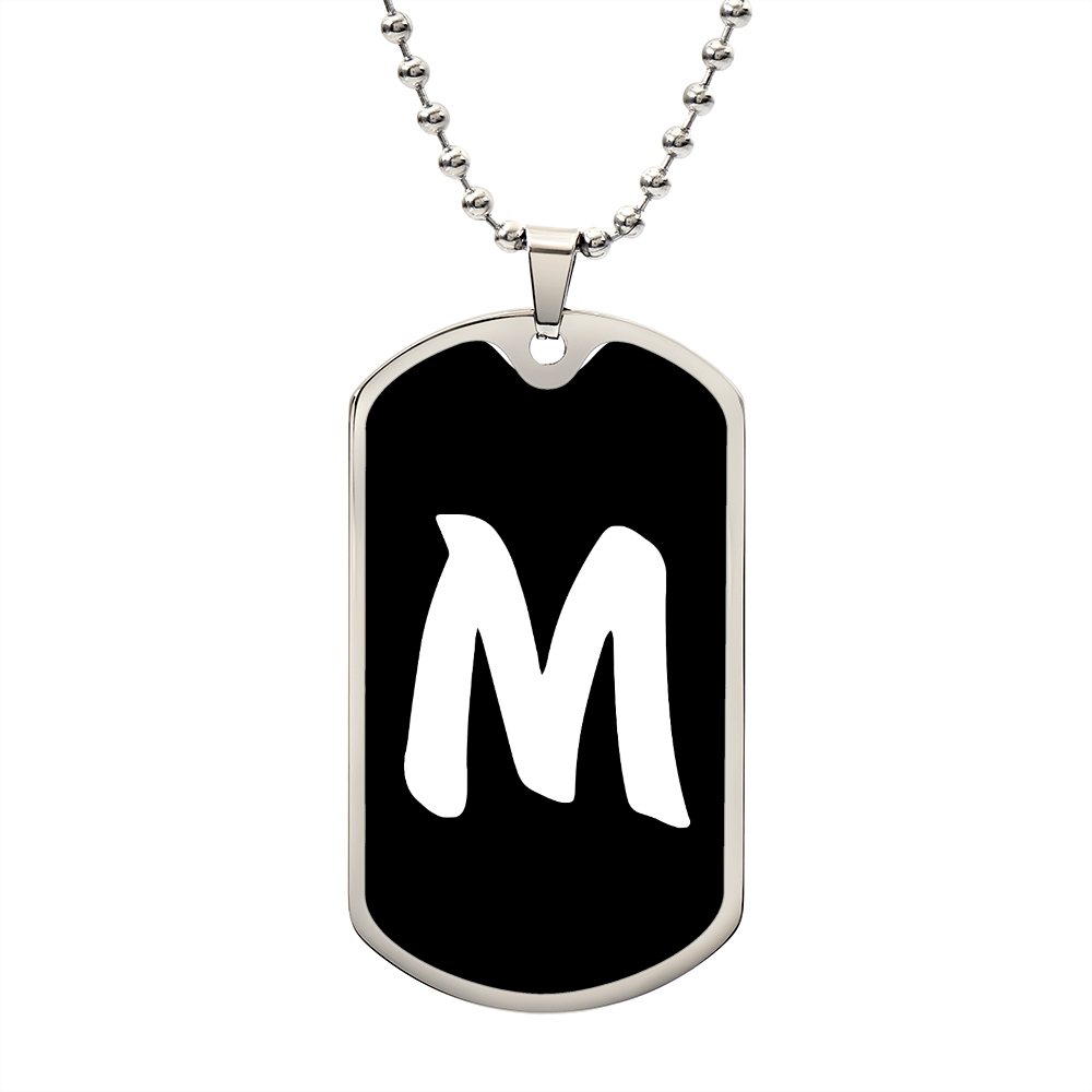 Initial M v3b - Luxury Dog Tag Necklace