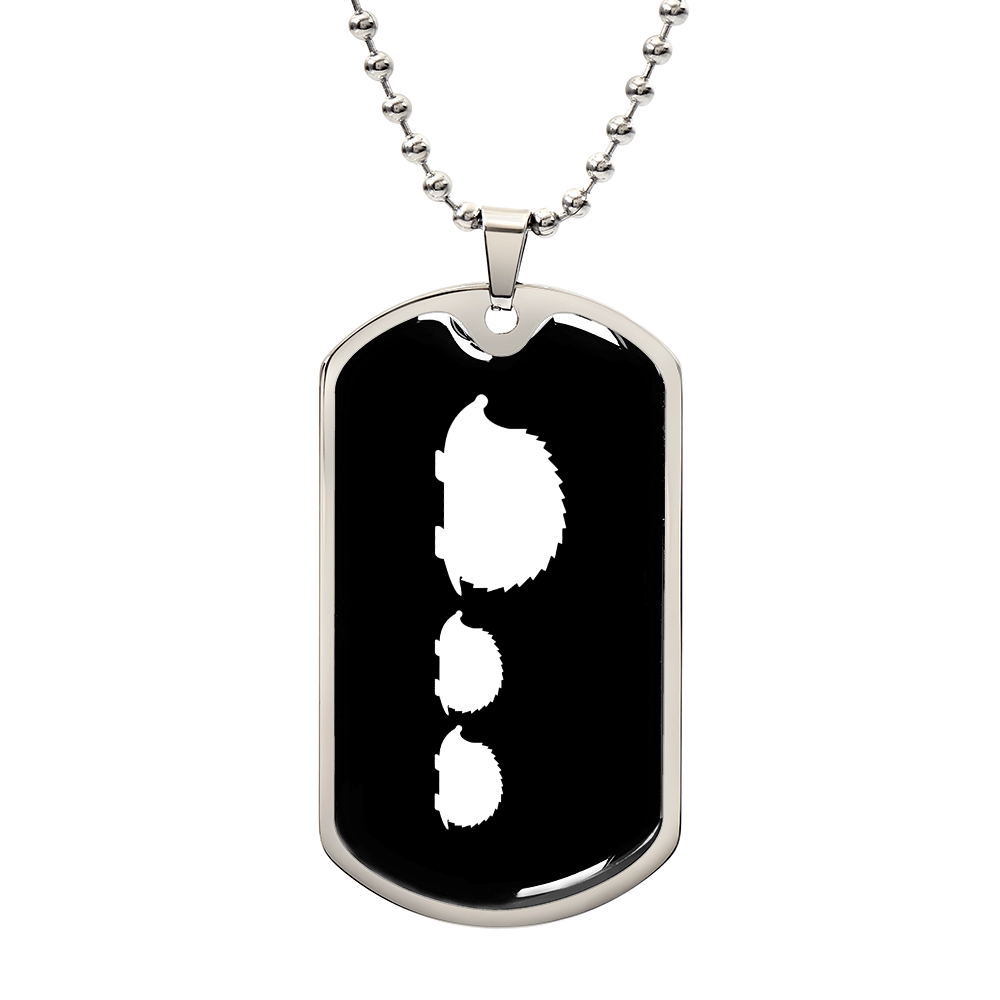 Mama Hedgehog With 2 Hoglets v3 - Luxury Dog Tag Necklace