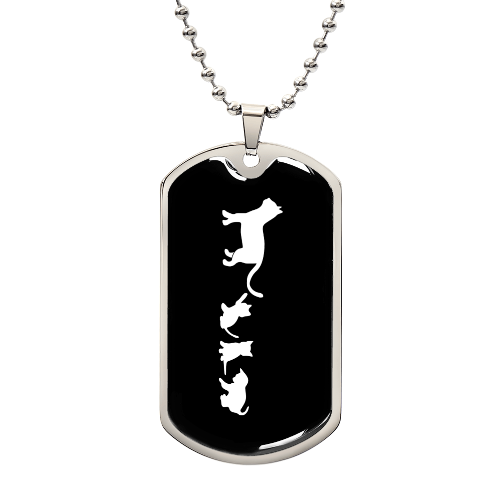 Mama Cat With 3 Kittens v3 - Luxury Dog Tag Necklace