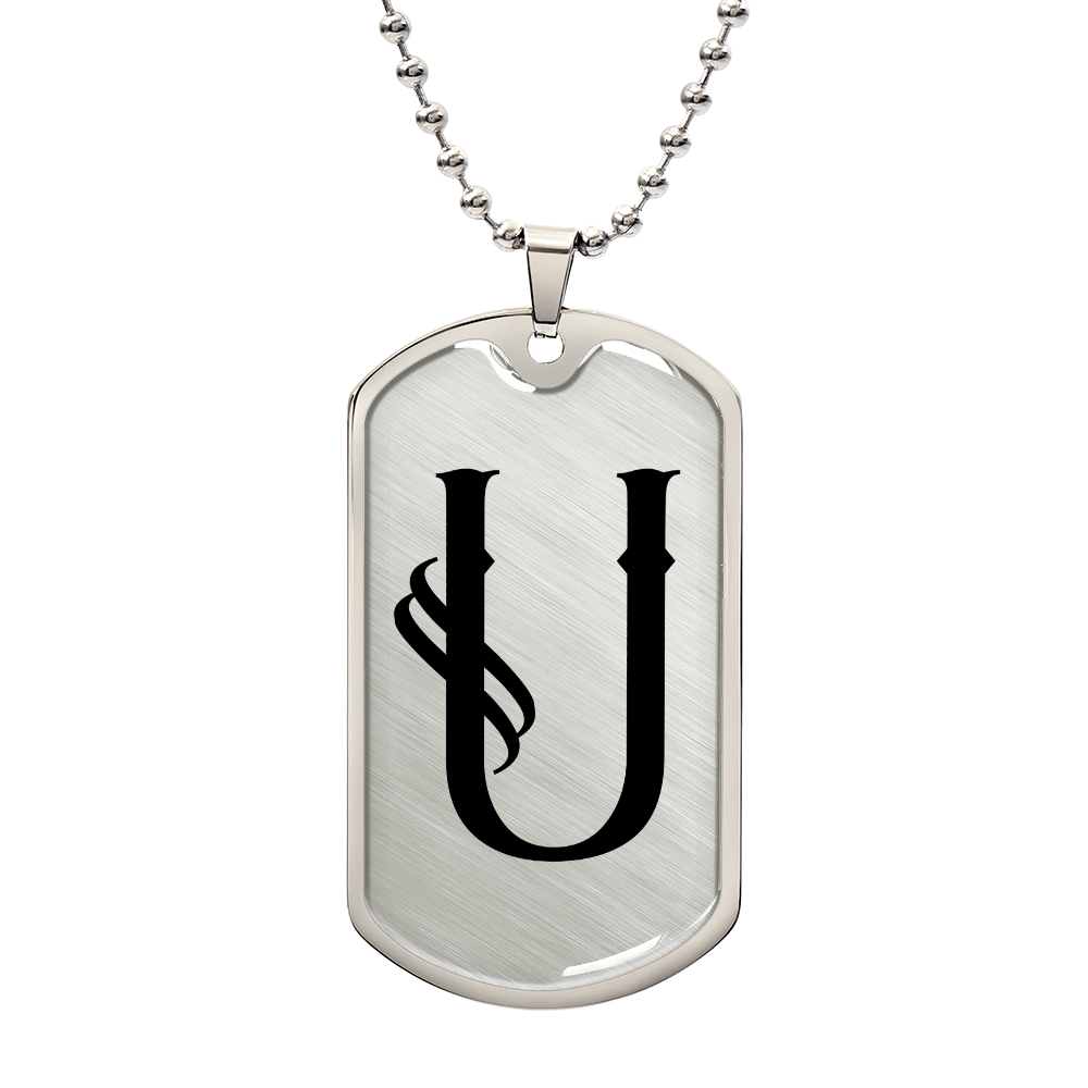 Initial U v001-21 - Luxury Dog Tag Necklace