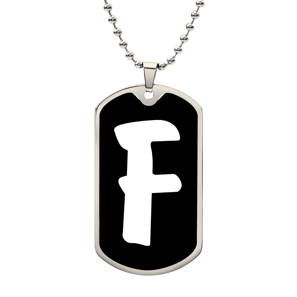 Initial F v3b - Luxury Dog Tag Necklace