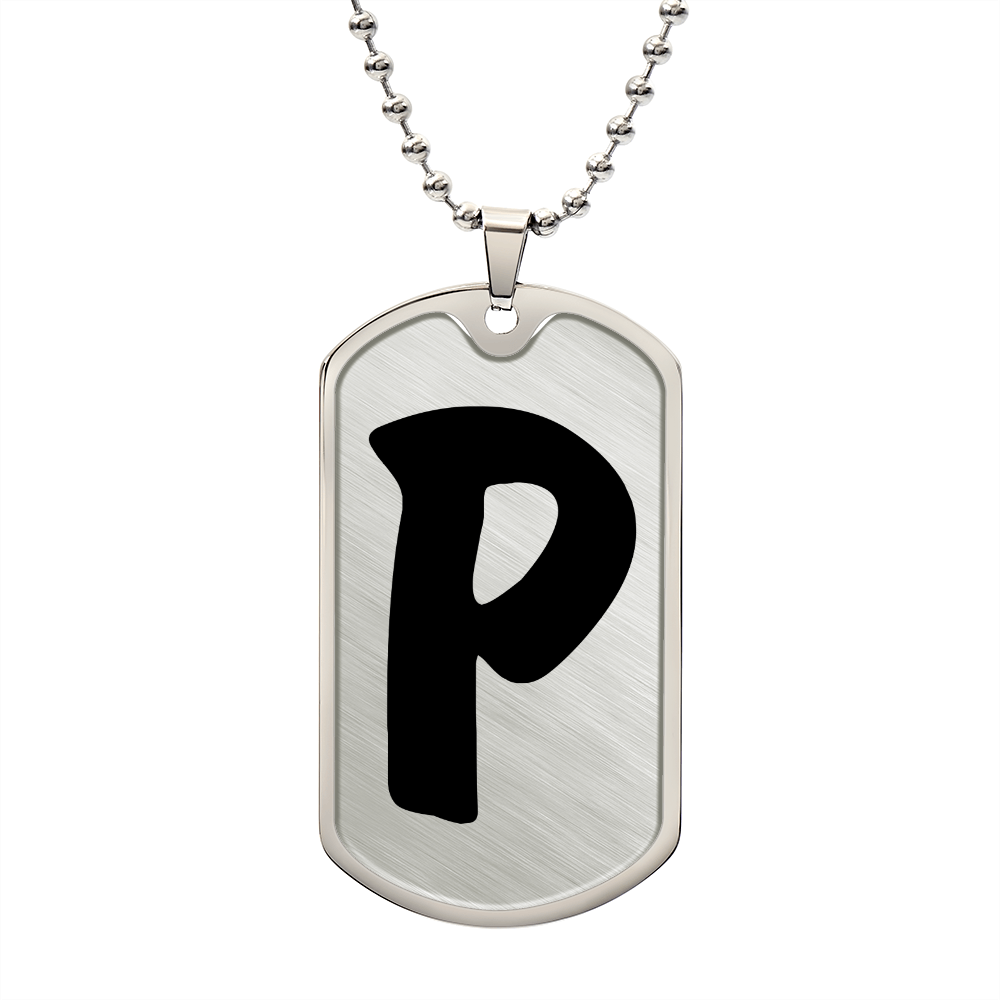 Initial P v1b - Luxury Dog Tag Necklace