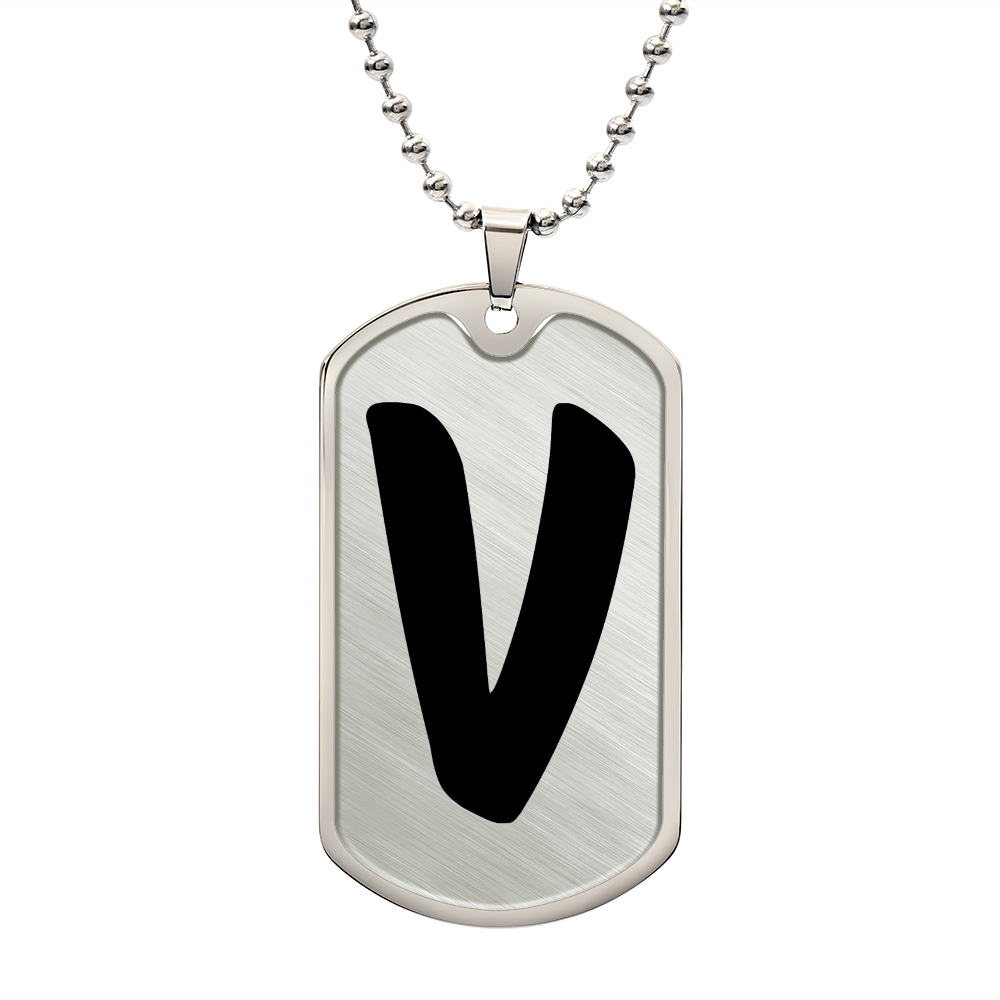 Initial V v1b - Luxury Dog Tag Necklace