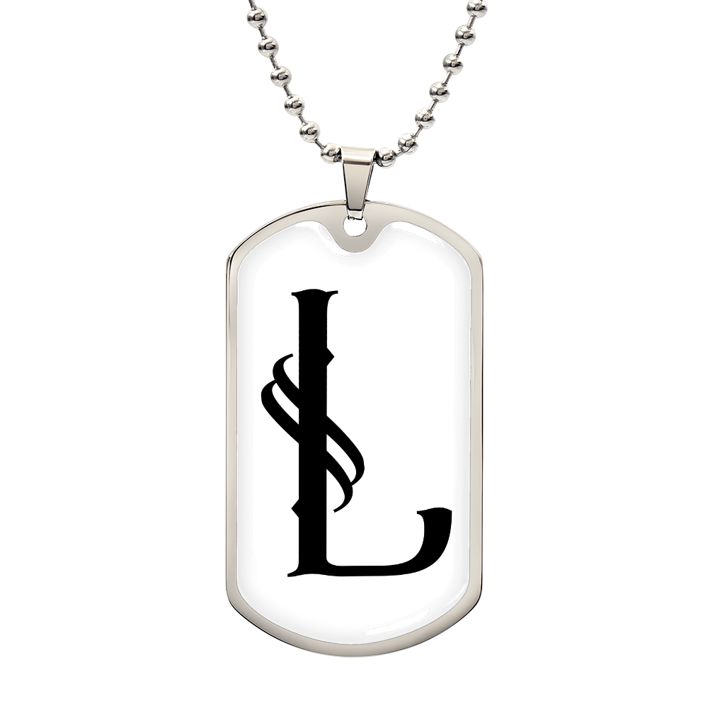 Initial L v001-24 - Luxury Dog Tag Necklace