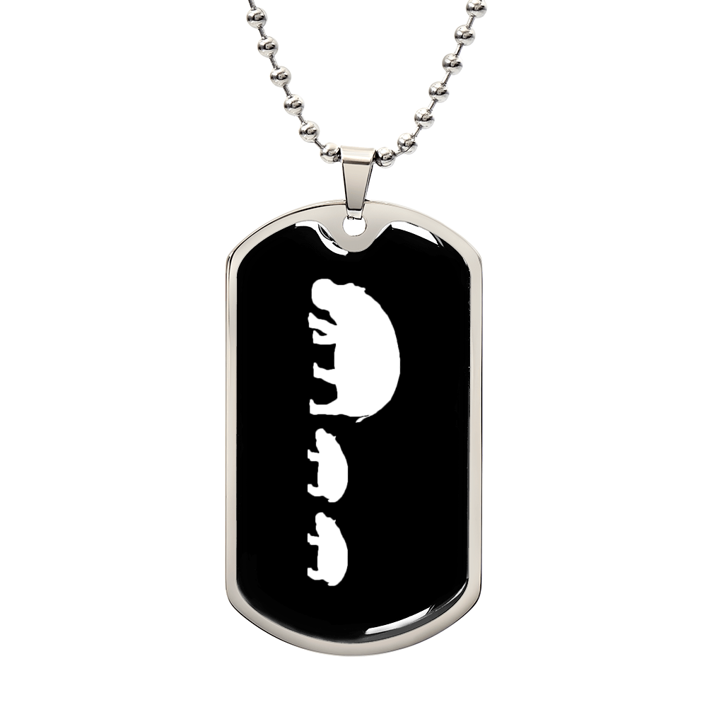 Mama Hippo With 2 Calves v3 - Luxury Dog Tag Necklace