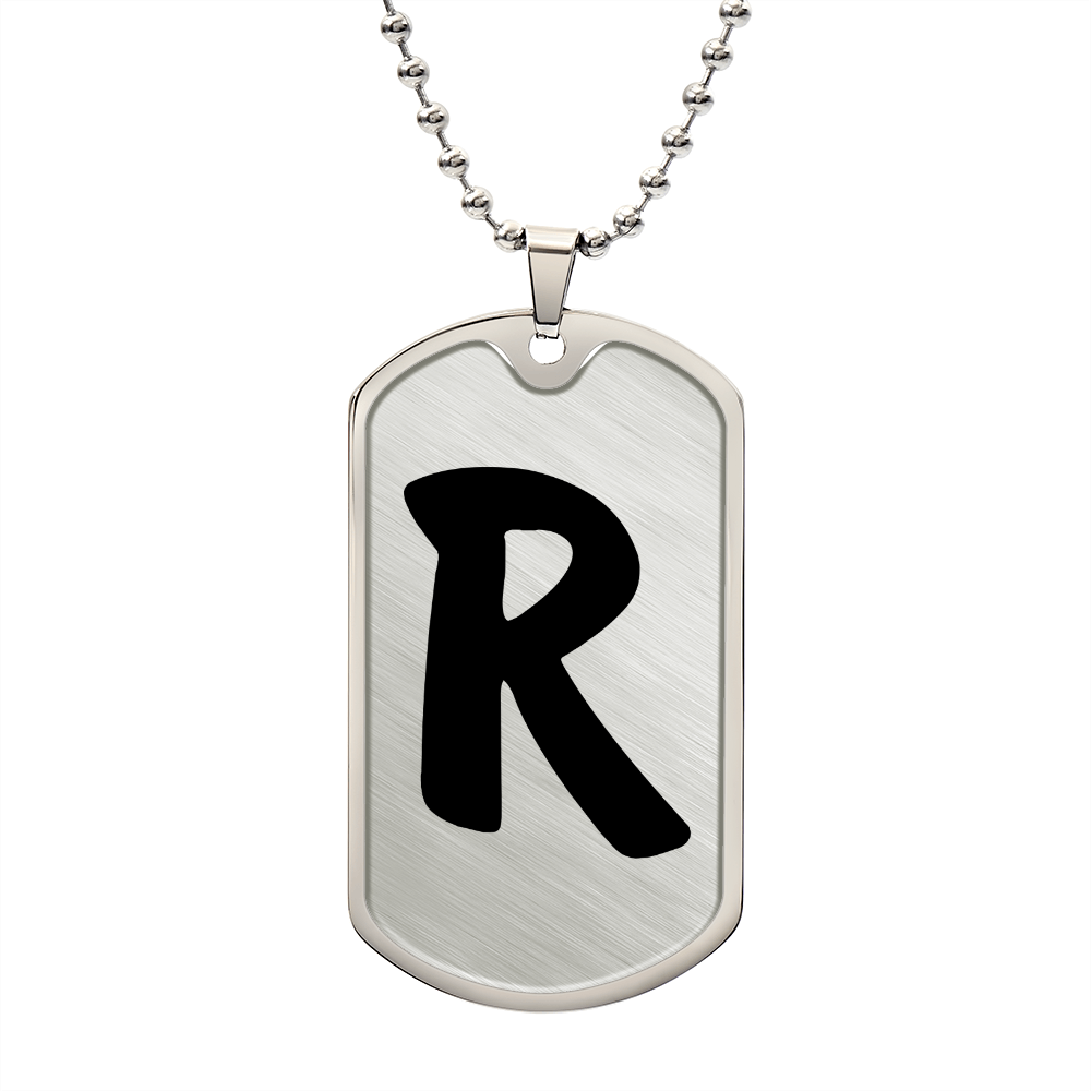 Initial R v1b - Luxury Dog Tag Necklace