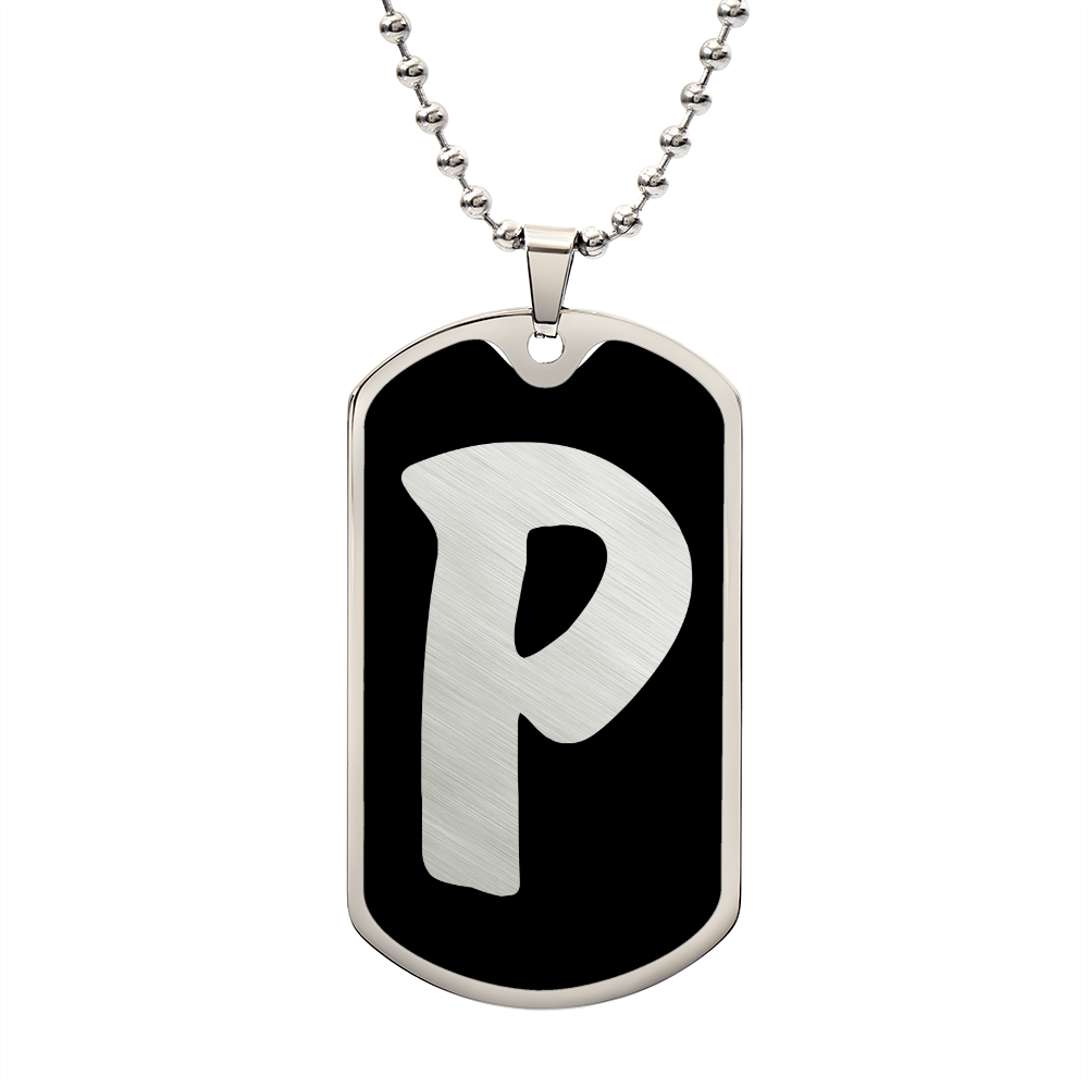 Initial P v2b - Luxury Dog Tag Necklace
