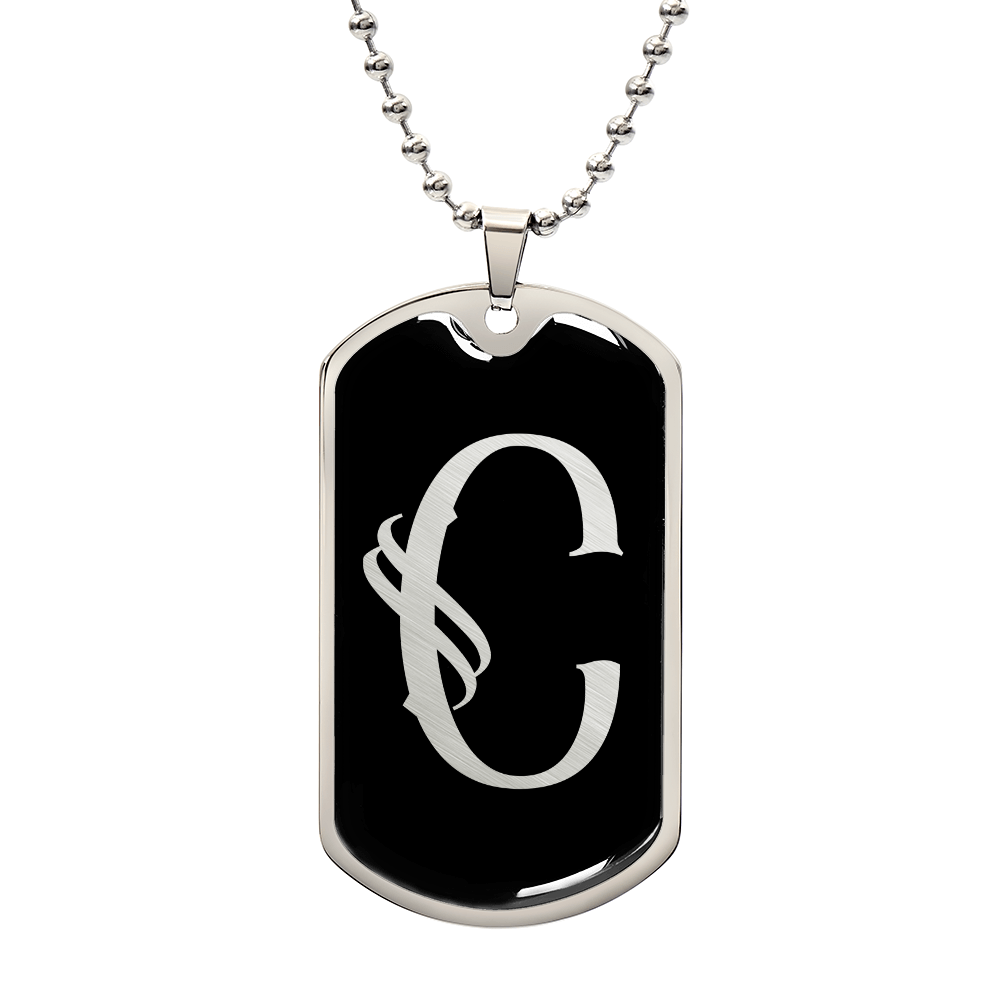 Initial C v001-22 - Luxury Dog Tag Necklace