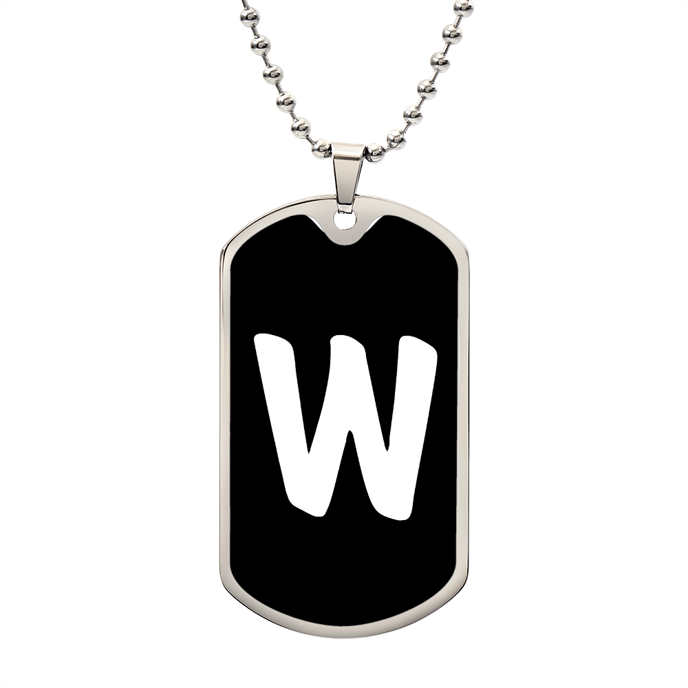 Initial W v3b - Luxury Dog Tag Necklace