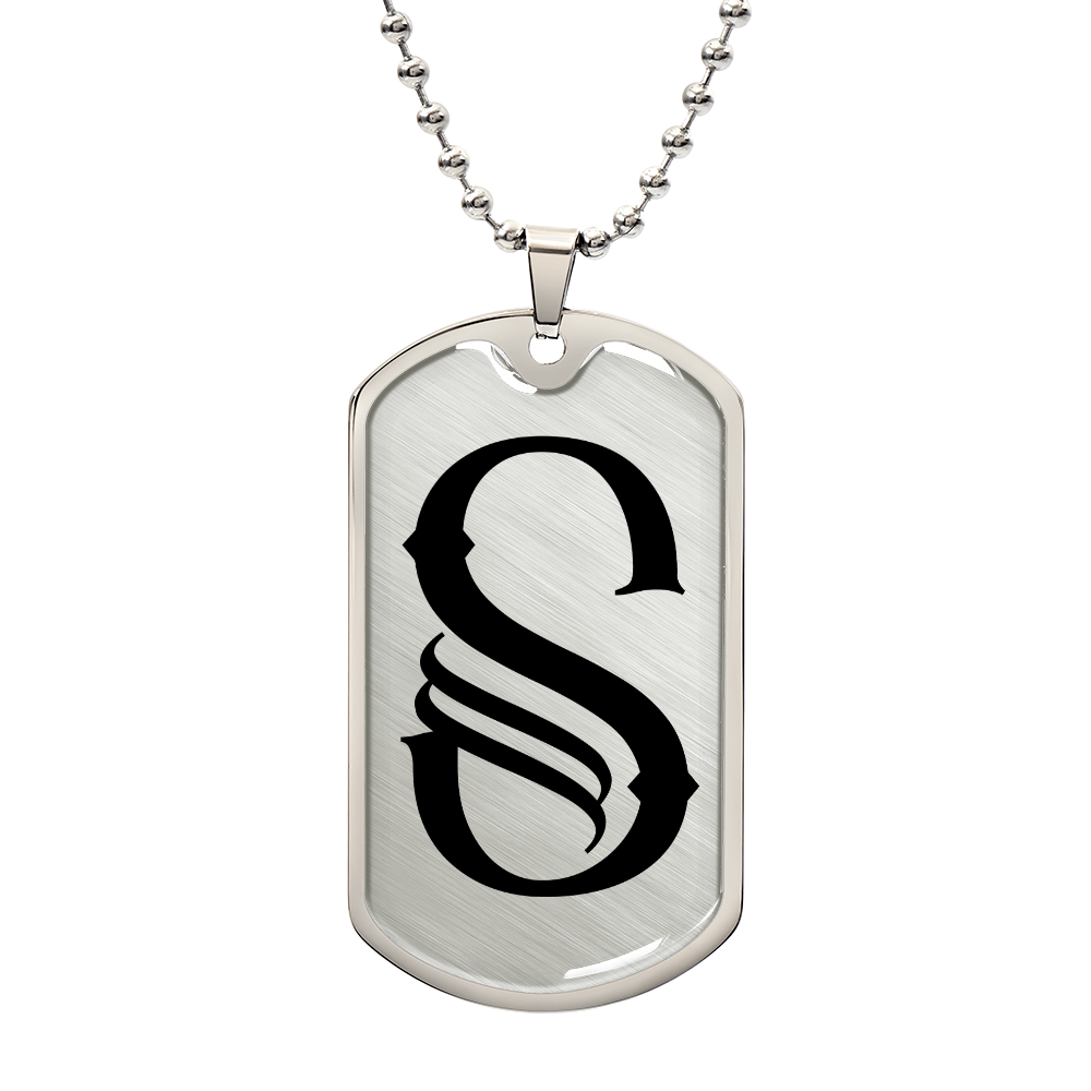 Initial S v001-21 - Luxury Dog Tag Necklace