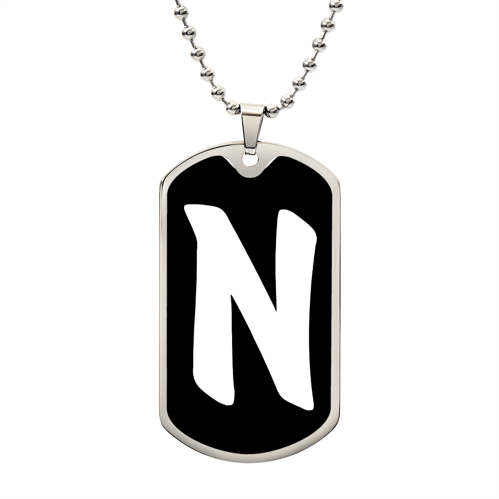 Initial N v3b - Luxury Dog Tag Necklace