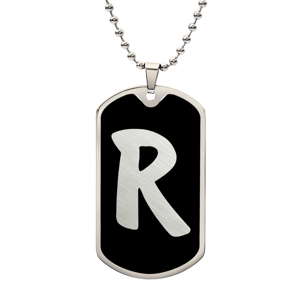 Initial R v2b - Luxury Dog Tag Necklace