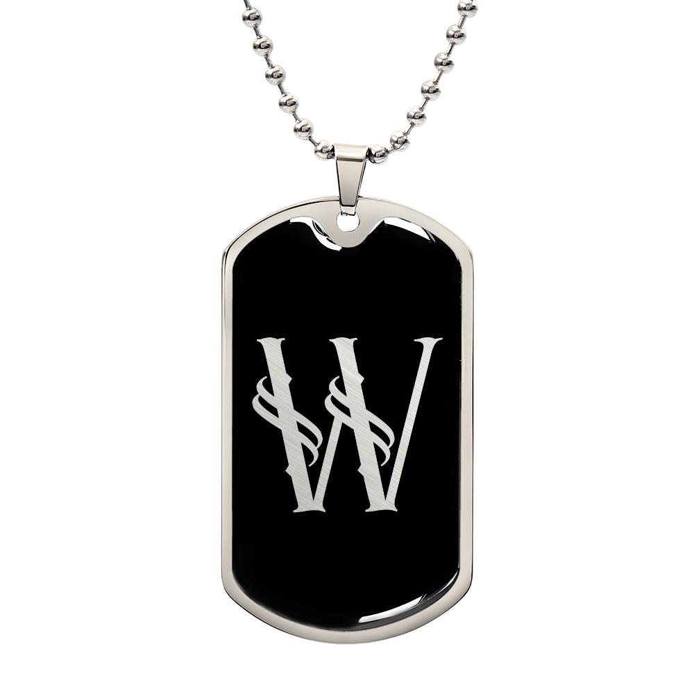 Initial W v001-22 - Luxury Dog Tag Necklace