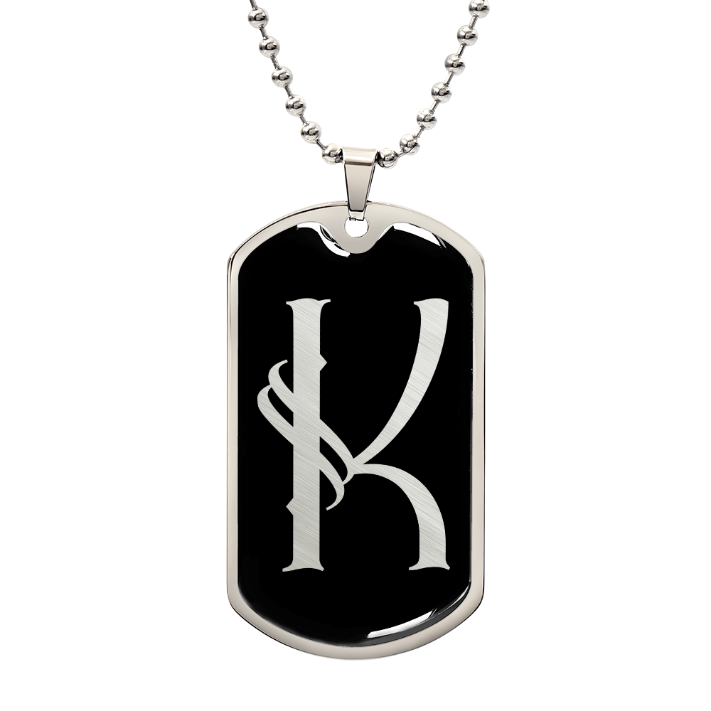 Initial K v001-22 - Luxury Dog Tag Necklace