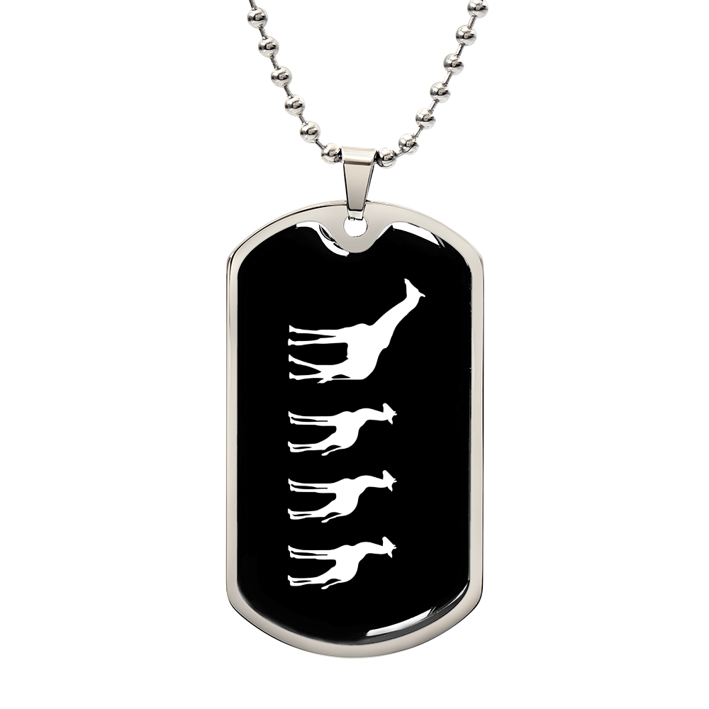Mama Giraffe With 3 Calves v3 - Luxury Dog Tag Necklace
