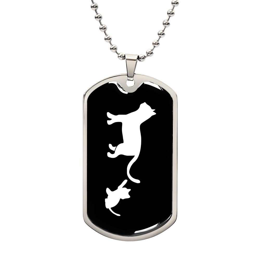 Mama Cat With 1 Kitten v3 - Luxury Dog Tag Necklace