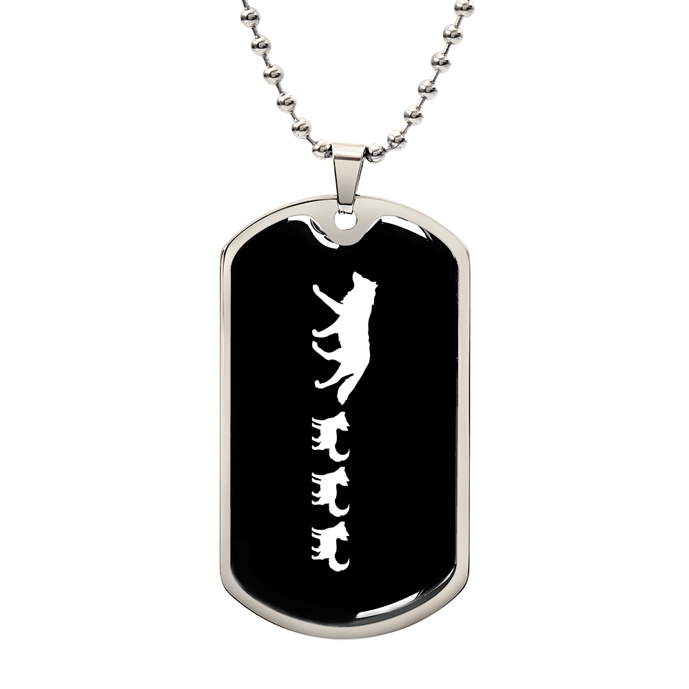 Mama Wolf With 3 Pups v3 - Luxury Dog Tag Necklace