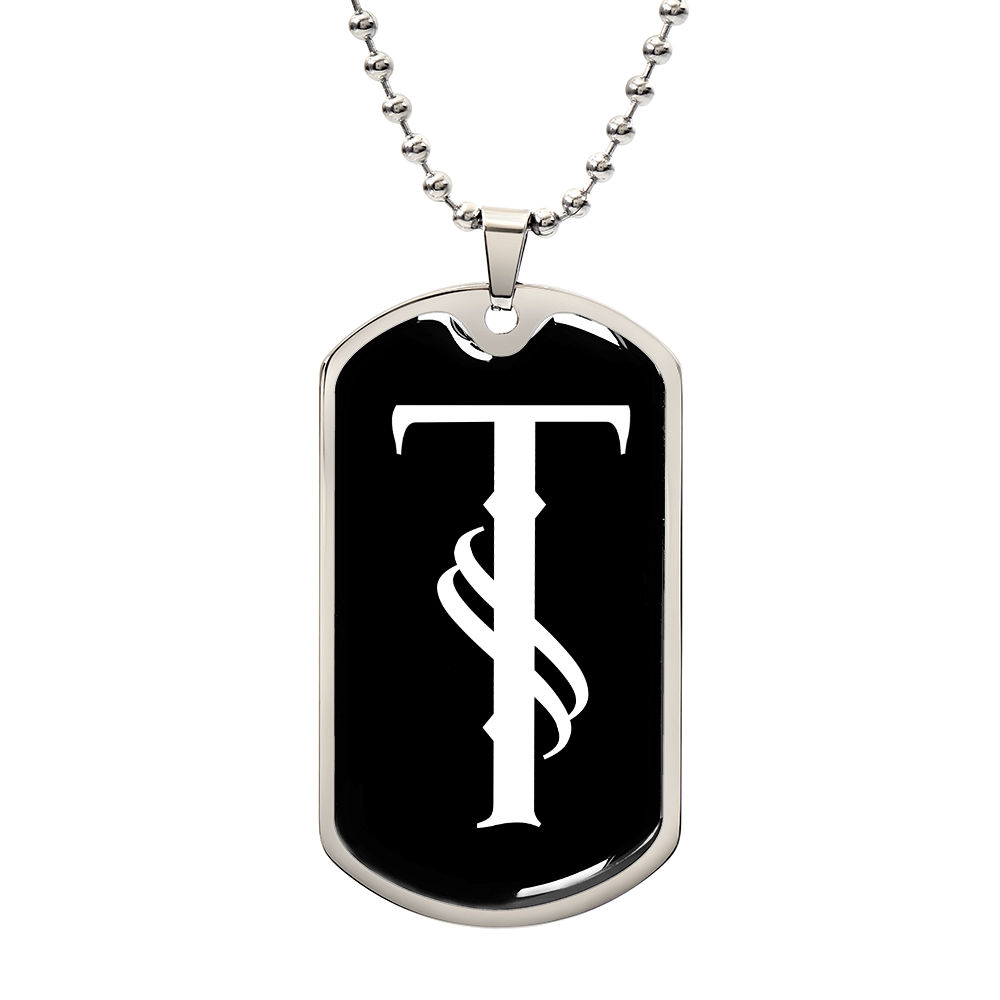 Initial T v001-23 - Luxury Dog Tag Necklace