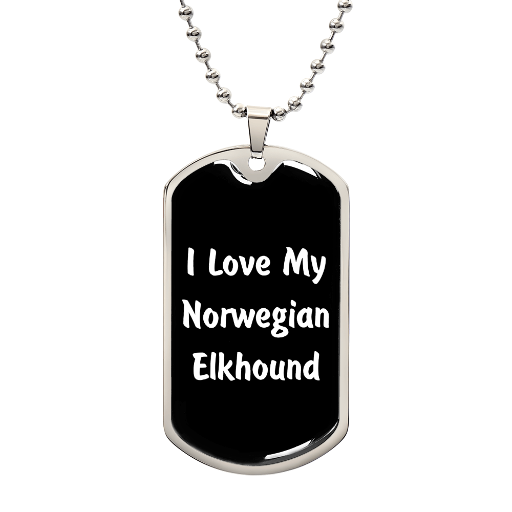 Love My Norwegian Elkhound v6 - Luxury Dog Tag Necklace