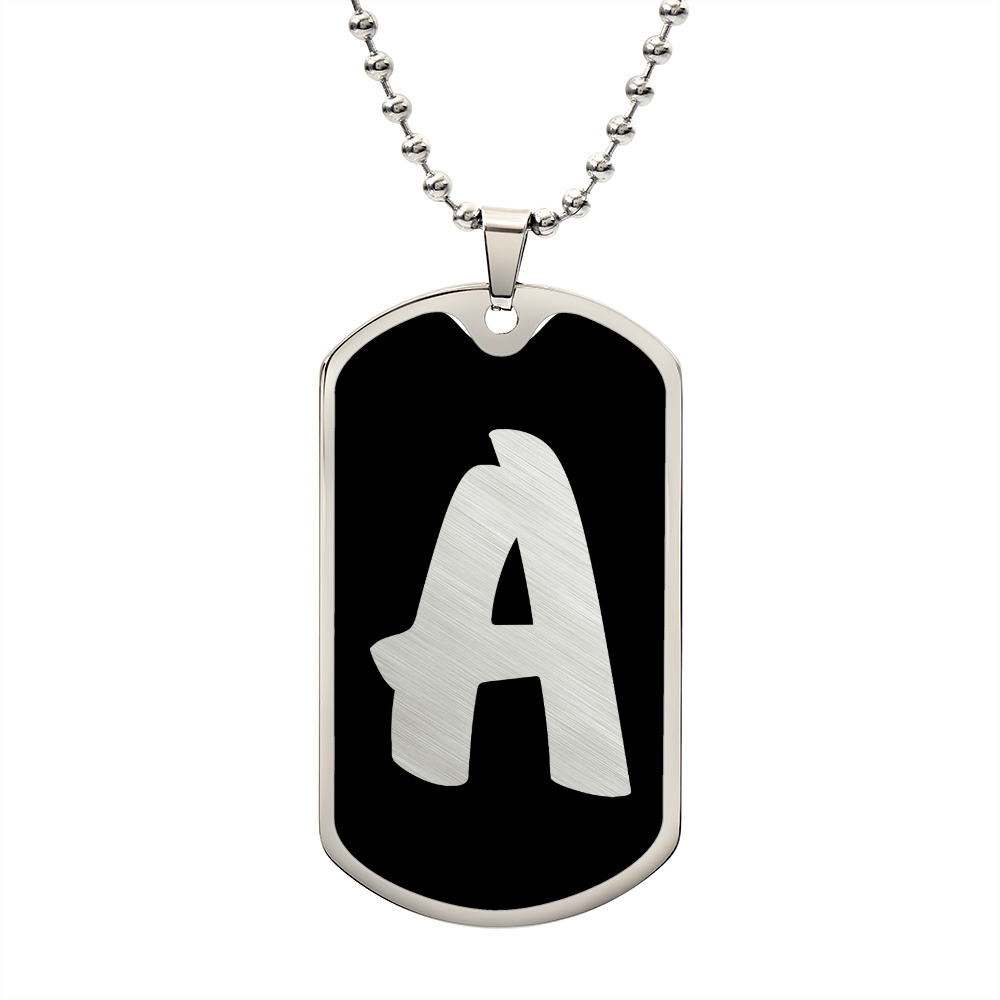 Initial A v2b - Luxury Dog Tag Necklace