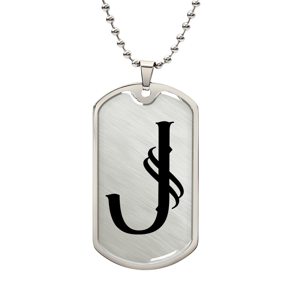 Initial J v001-21 - Luxury Dog Tag Necklace