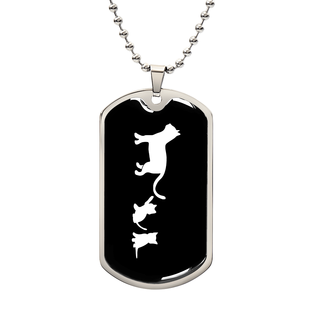 Mama Cat With 2 Kittens v3 - Luxury Dog Tag Necklace