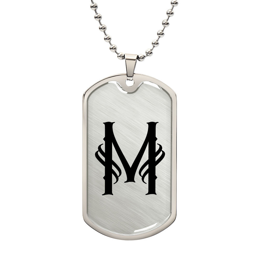 Initial M v001-21 - Luxury Dog Tag Necklace