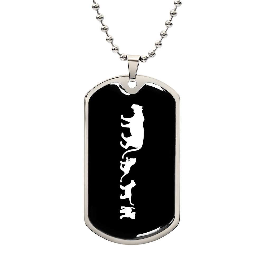 Mama Lioness With 3 Cubs v3 - Luxury Dog Tag Necklace