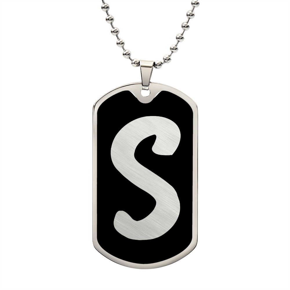 Initial S v2b - Luxury Dog Tag Necklace