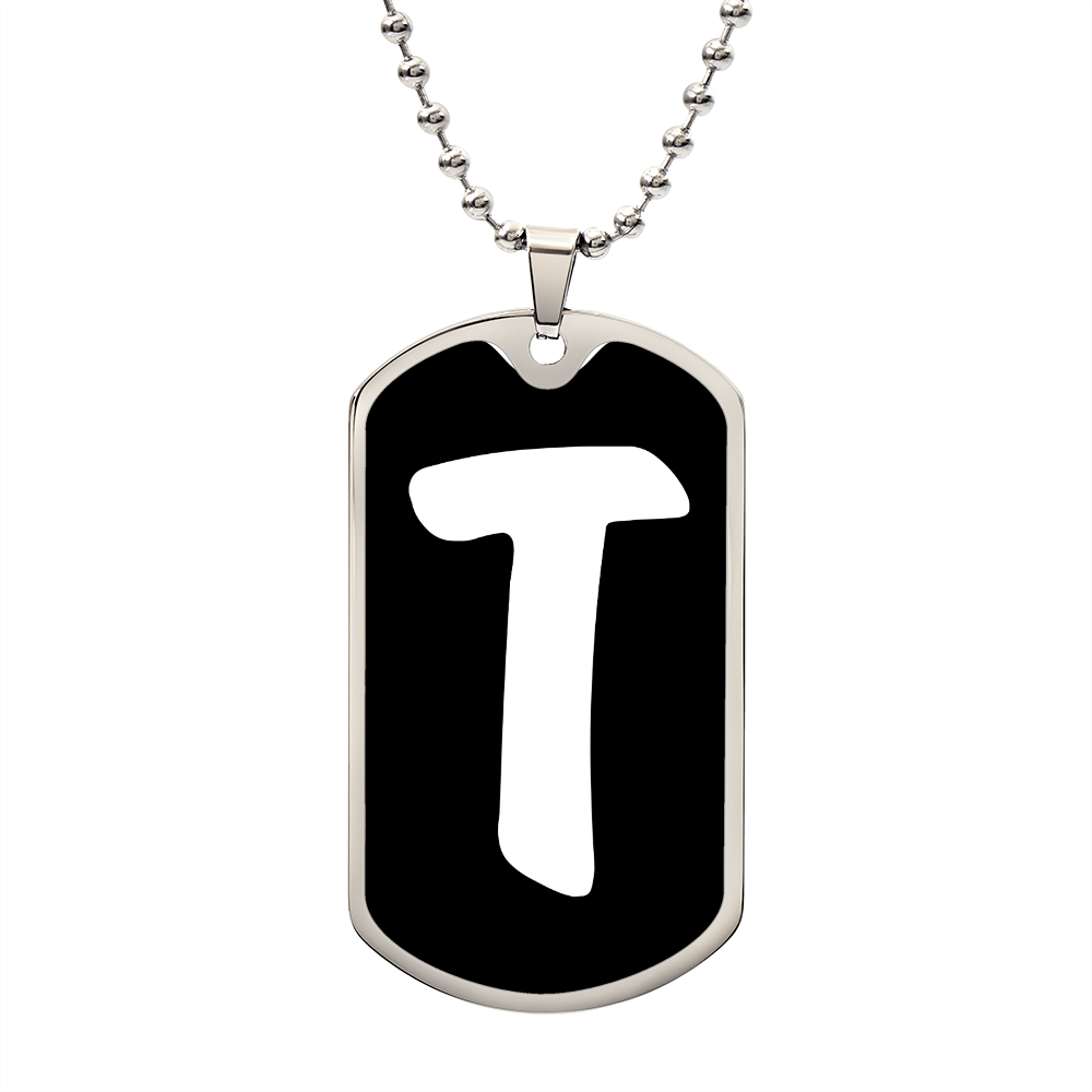 Initial T v3b - Luxury Dog Tag Necklace