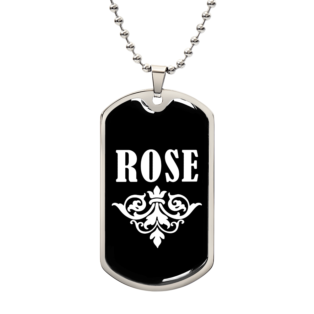 Rose v03a - Luxury Dog Tag Necklace