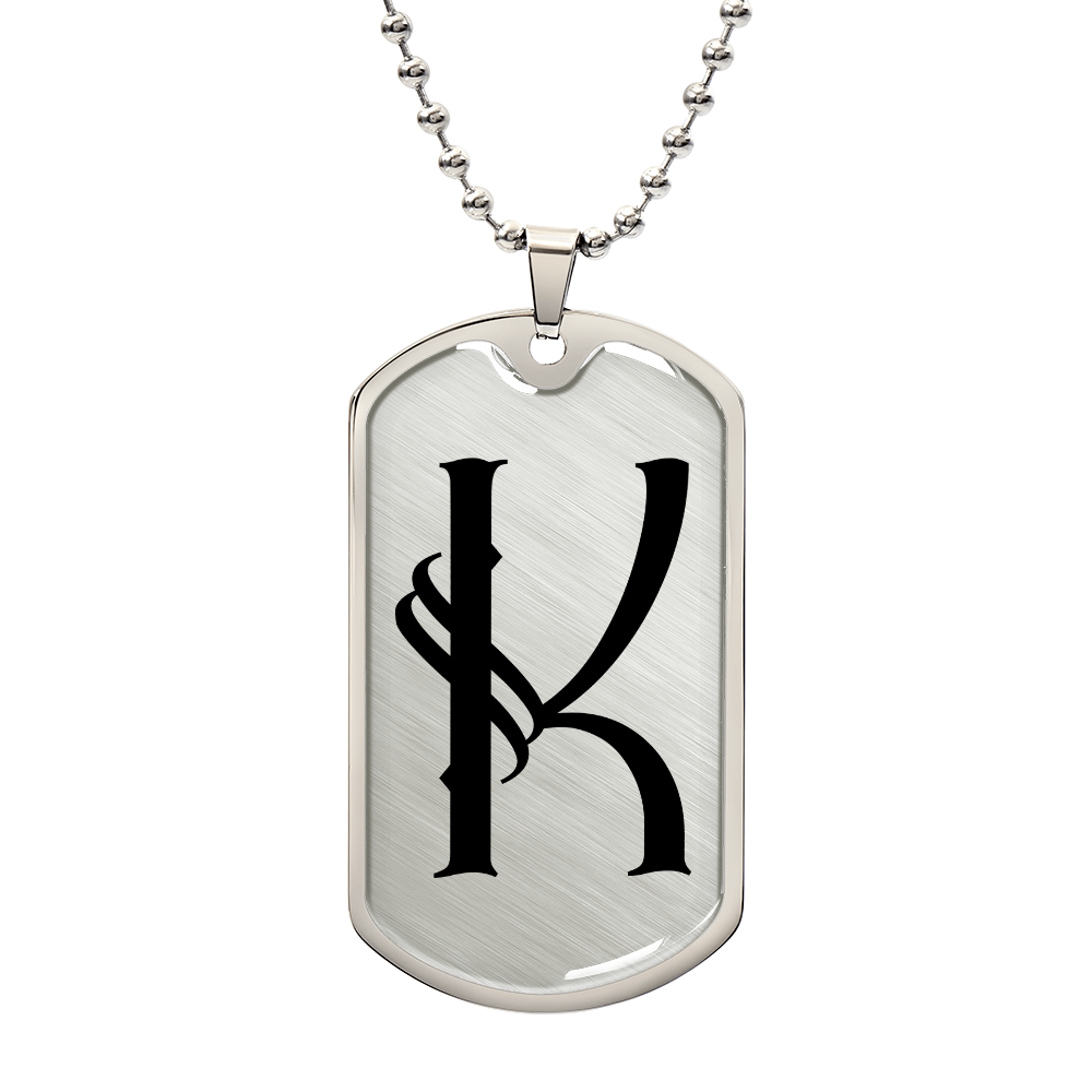 Initial K v001-21 - Luxury Dog Tag Necklace