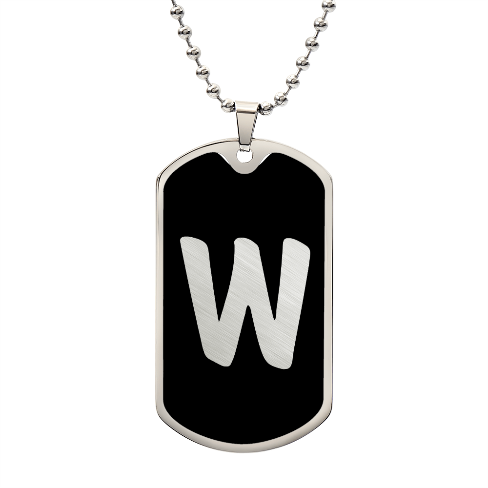 Initial W v2b - Luxury Dog Tag Necklace