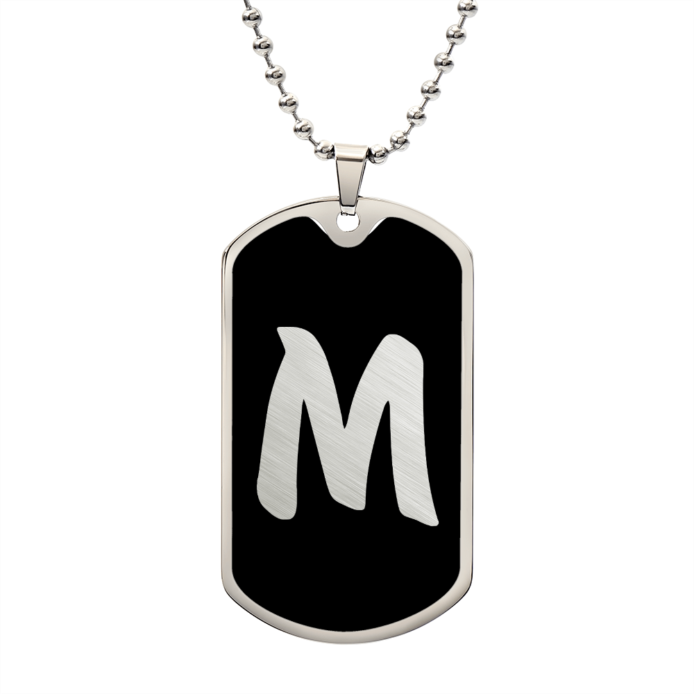 Initial M v2b - Luxury Dog Tag Necklace