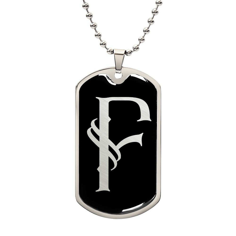 Initial F v001-22 - Luxury Dog Tag Necklace