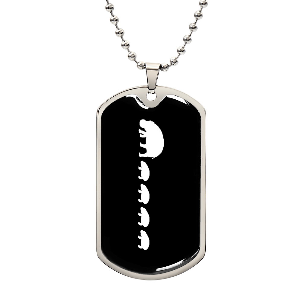 Mama Hippo With 4 Calves v3 - Luxury Dog Tag Necklace