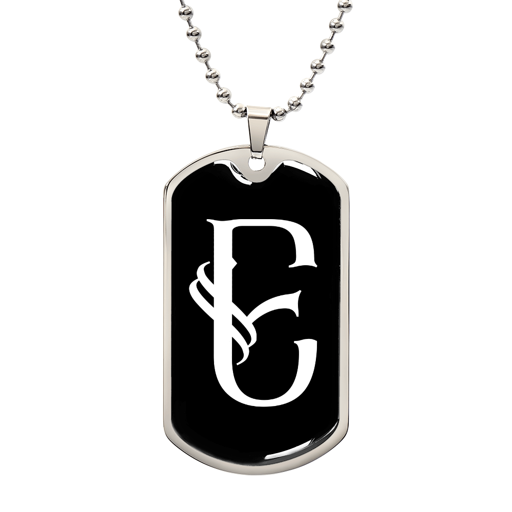 Initial E v001-23 - Luxury Dog Tag Necklace