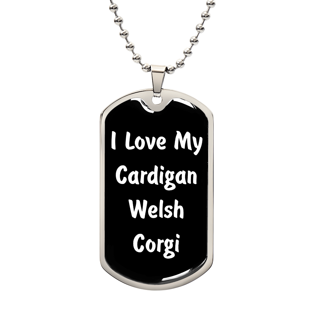 Love My Cardigan Welsh Corgi v6 - Luxury Dog Tag Necklace