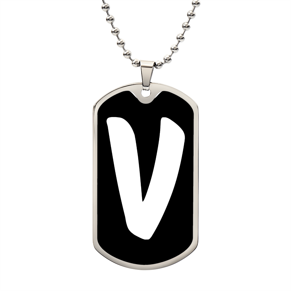Initial V v3b - Luxury Dog Tag Necklace