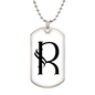 Initial R v001-24 - Luxury Dog Tag Necklace